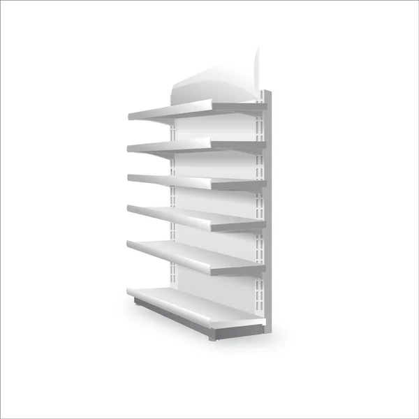 白い背景に隔離されたデザインのストックベクトルイラストのためのストア取引空のテンプレートの棚 — ストックベクタ