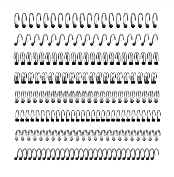 Dikiş, spiral bağlayıcı ve kağıt ayırıcısının gerçekçi vektör illüstrasyonu. Metal spiral Vektör illüstrasyonu EPS10.