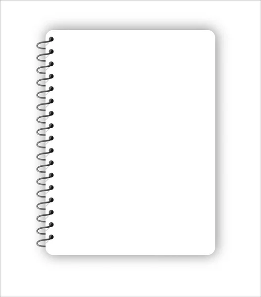 Realisztikus fém spirál vektor üres notebook elszigetelt fehér — Stock Vector