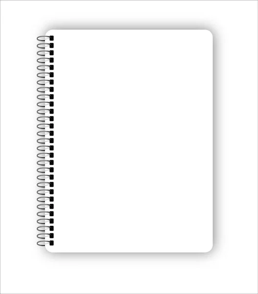 Cuaderno en blanco realista vector espiral de metal aislado en blanco — Archivo Imágenes Vectoriales