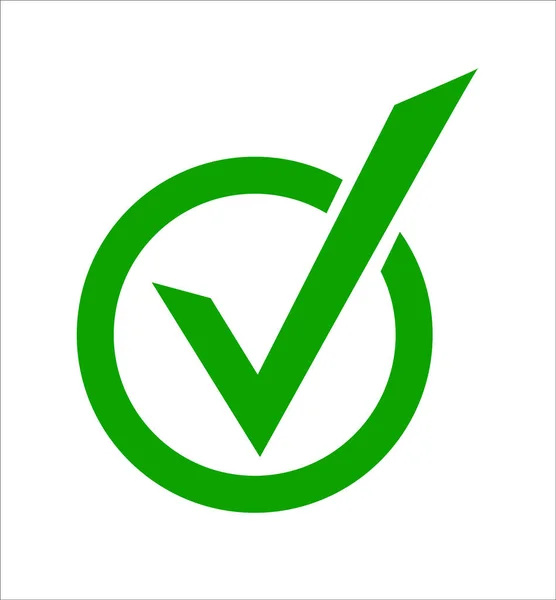 Cochez l'icône verte dans un cercle. Cochez le symbole en couleur verte, illustration vectorielle. — Image vectorielle