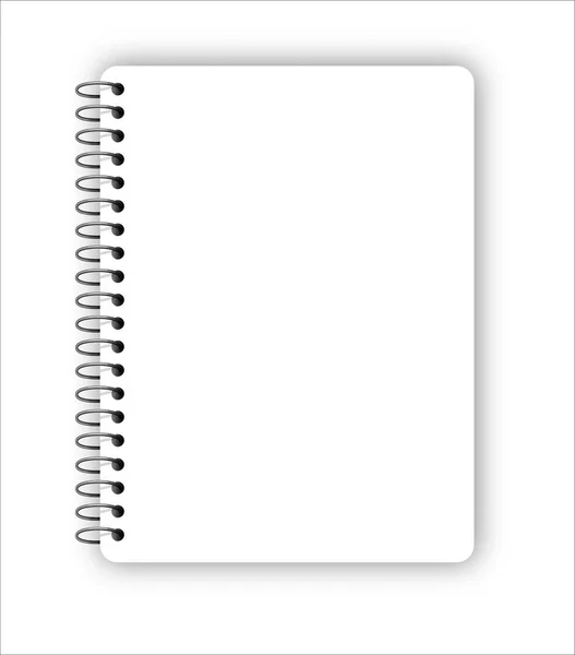 Cuaderno en blanco realista vector espiral de metal aislado en blanco — Vector de stock