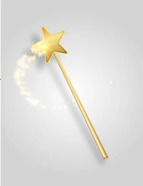 Vector illustration of miracle magical stick with sparkle isolated on transparent background. shot of a magic wand suspended in thin air with a drop shadow and clipping path — Stock Vector