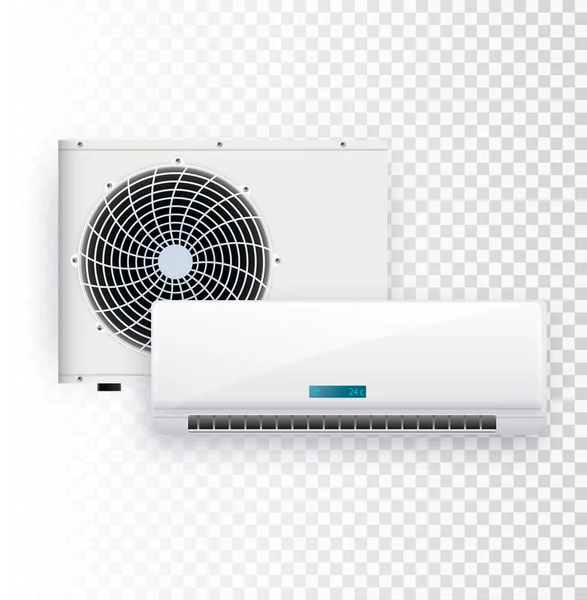 Ensemble vectoriel d'installation du climatiseur sur fond transparent. — Image vectorielle