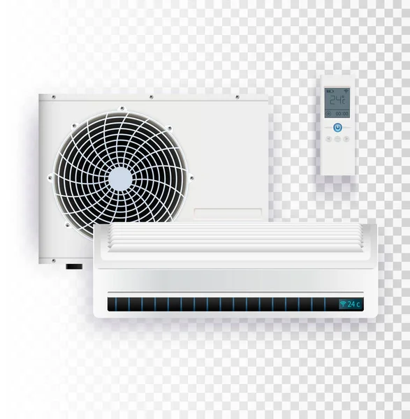 Vector set of air conditioner installation on transparent background. — Stock Vector