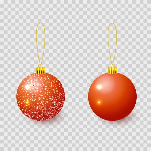 Boule de Noël rouge, isolée sur fond transparent. — Image vectorielle