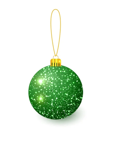 Groene kerstboom speelgoed geïsoleerd op een transparante achtergrond. Kerstversiering in voorraad. Vector object voor kerst ontwerp, mockup. — Stockvector