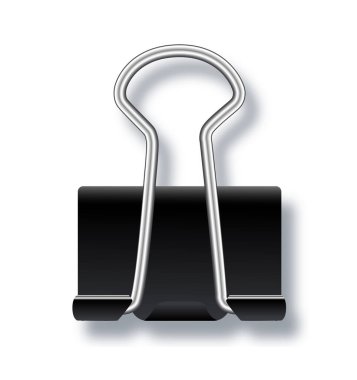 Beyaz arkaplanda izole edilmiş siyah metal ataçlar için vektör illüstrasyonu.