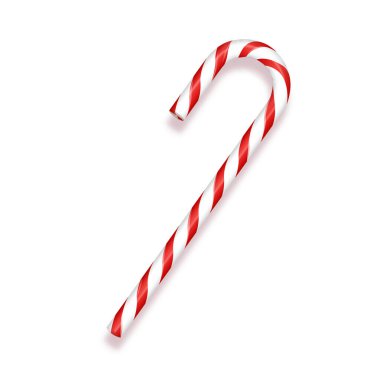 Beyaz arka planda izole edilmiş Xmas şeker kamışı. Noel ve Yeni Yıl için tebrik kartı şablonu.