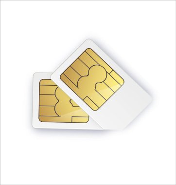 Çift SIM kart işareti. Çift sim kart vektör illüstrasyonu. Akıllı telefonun çift yönlü resmi.