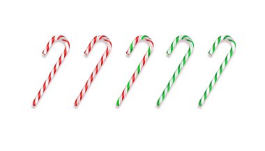 Gerçekçi bir Noel şekeri seti. Vektör çizimi izole edildi.