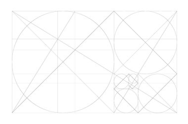 Altın Oran. Minimalist tarz tasarımı. Geometrik şekiller. Fütürist tasarım. Logo. Vektör simgesi.