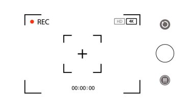 Kayıt kameralı cep telefonu Viewfinder. Video kayıt ekranı. Mobil kameradan kayıt için uygulama. Vektör illüstrasyonu