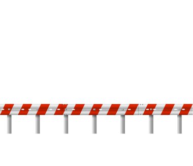 Metalik bariyer çiti. Otobanda güvenlik için 3D barikat. Metalik bariyer çiti. Vektör illüstrasyonu