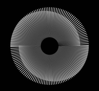 Spiral ses dalgası ritmi dinamik soyut. Çizgilerden dairesel spiral ses dalgası ritmi. Vektör illüstrasyonu