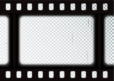 Detaylı delikli gerçekçi eski film negatif kare. Sinema projeleri için mükemmel bir klasik sınır ve sinematik kompozisyonlarda şeffaf örtüler.