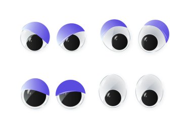 Oyuncak gözlü çizgi film güvenlik sallantılı düz stil tasarım. Vektör illüstrasyonu