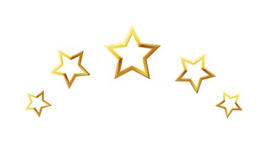 Five stars icon. Stars rating review icon.Vector stars set of realistic metallic golden stars isolated on white background. Symbol wye of leadership. Vector illustration
