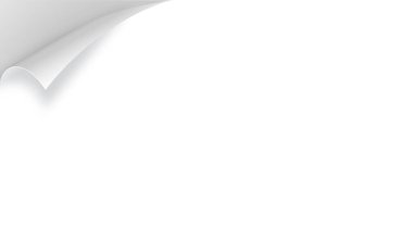 Curly Page Köşesi gerçekçi illüstrasyon. Kıvrımlı köşeler hazır. Kağıt sayfa kıvrım köşesi, kıvrım sayfası. Çıkartma. Vektör illüstrasyonu