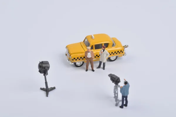 Filmproduktion der kleinen Figur des Taxis — Stockfoto