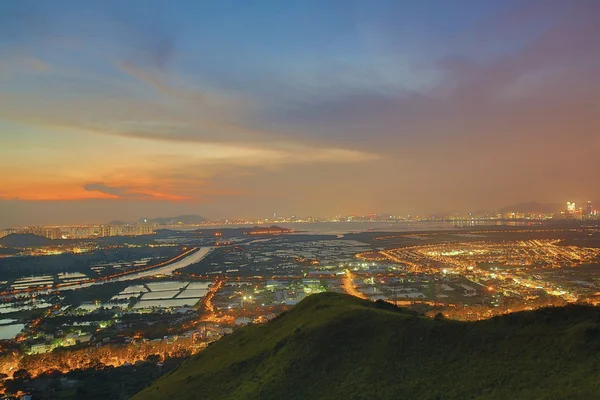 Hong kong yuen uzun şehir günbatımı — Stok fotoğraf