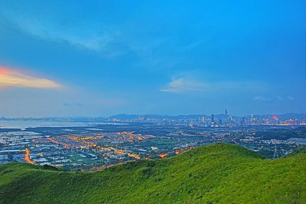 Hong Kong Yuen Long coucher de soleil au centre-ville — Photo