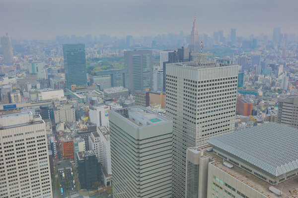 Tokyo, Japan - aerial view of Shinjuku district