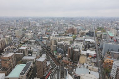 Tokyo, Japonya - havadan görünümü Funabashi bölge