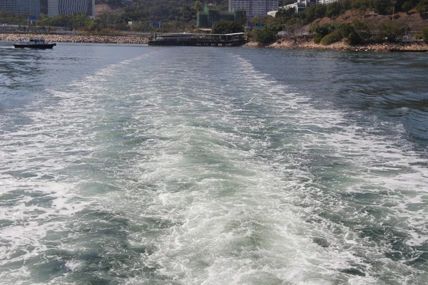 Trace on the sea water after ship — Stock Photo, Image