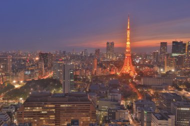 Dünya Ticaret Merkezi'nden görüldüğü gibi Güney Tokyo siluetinin