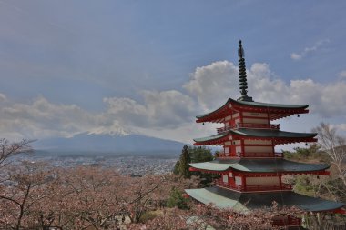 MT Fuji Chureito Pagoda arkasından görüntülendi