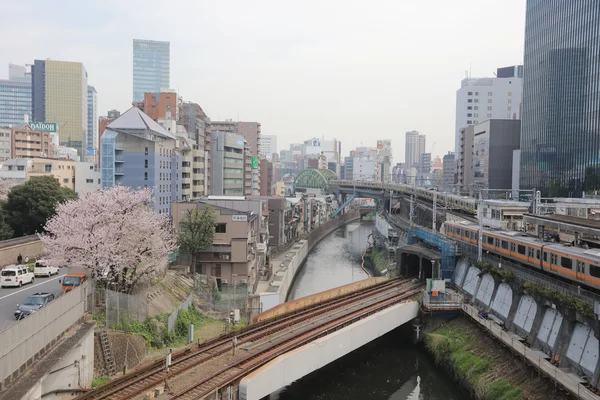 神田川を通過する列車 — ストック写真