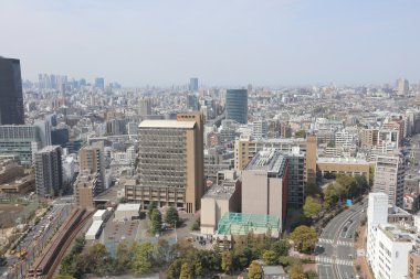 Tokyo Dome şehir alanları havadan görünümü
