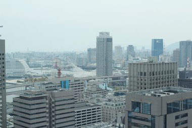 Şehir merkezinde Kobe, Japonya için Shin-Kobe bölgesinin havadan görünümü