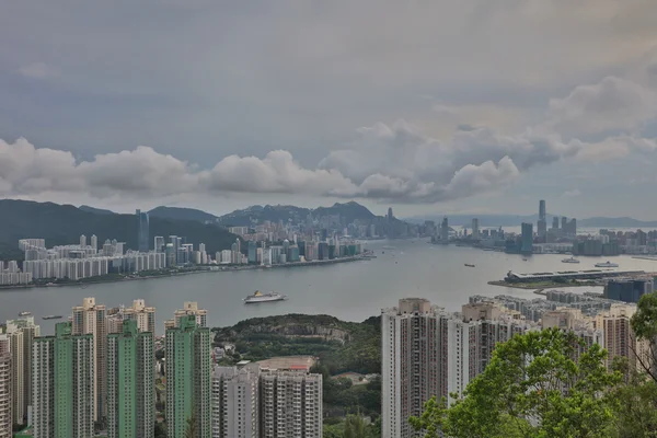 香港市中心视图从黑色的山 — 图库照片