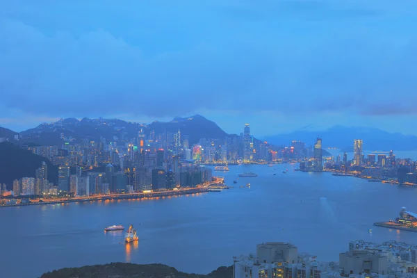 Θέα του Χονγκ Κονγκ τη νύχτα — Φωτογραφία Αρχείου