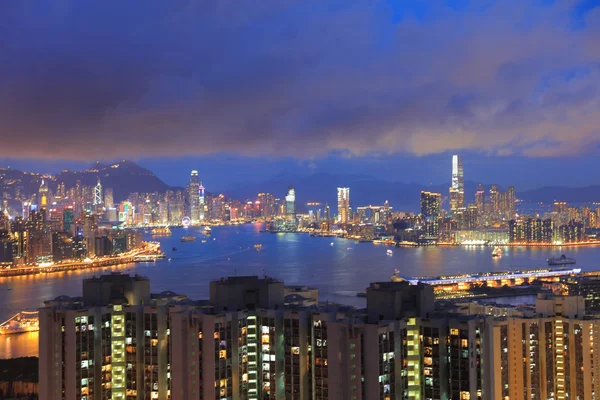 Hong kong visão noturna — Fotografia de Stock