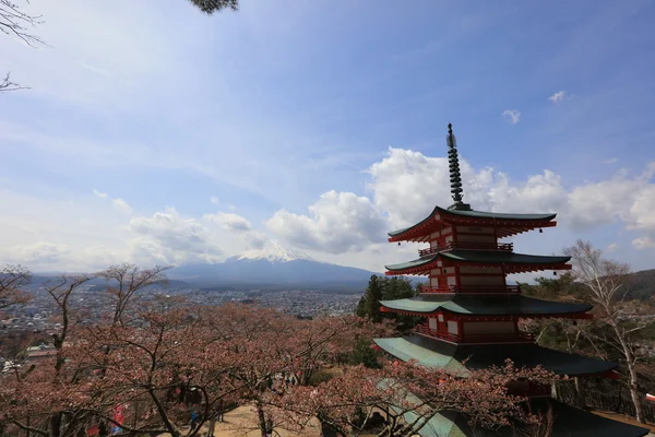 Mt Fudžijama pohledu zezadu Chureito Pagoda v roce 2016 — Stock fotografie