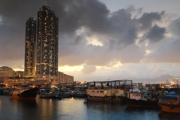 Typhoon Shelter twlight at skw — Stock Photo, Image