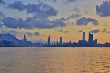 Hong Kong manzarası, gece yaz