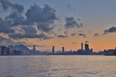 Hong Kong manzarası, gece yaz