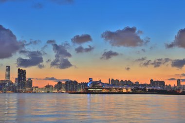 Hong Kong manzarası, gece yaz