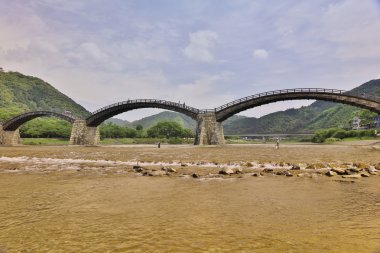 Kintaikyo Bridge içinde Iwakuni, Hiroşima, Japonya.