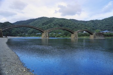 Kintaikyo Bridge içinde Iwakuni, Hiroşima, Japonya.