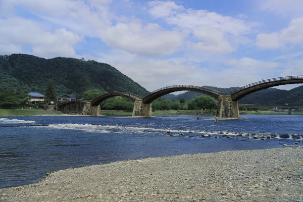 Kintai Bridge Arch most i odbicie — Zdjęcie stockowe