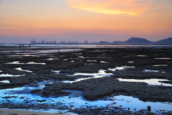 Colorido atardecer durante la marea baja en PAK LAI —  Fotos de Stock