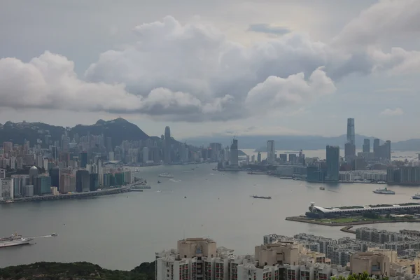 香港市中心视图从黑色的山 — 图库照片
