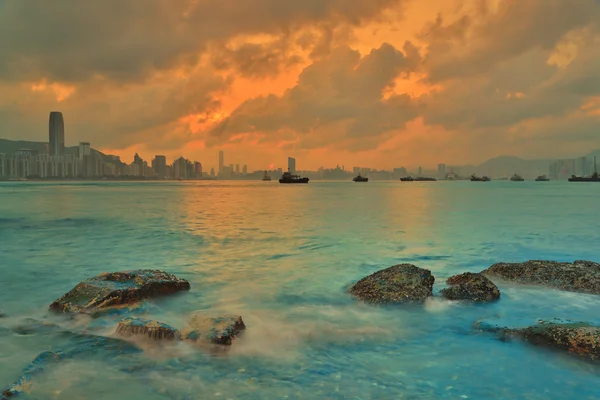 stock image golden sunset at  Lei Yue Mun