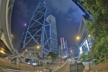Hong Kong manzarası ve trafik çok yakın