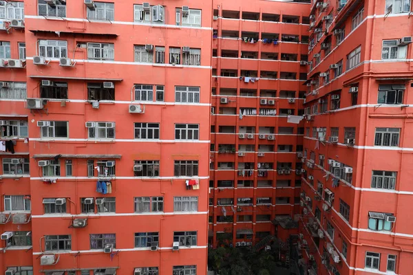 Oct 2020 Rode Kleur Van Het Appartement Yau Tei — Stockfoto